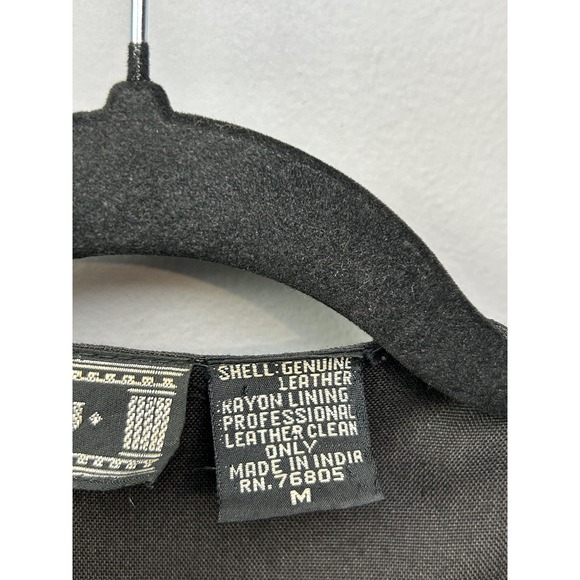 A J Vest Womens Medium Black Multicolor Leather Shag Patchwork Boho India - Picture 5 of 8